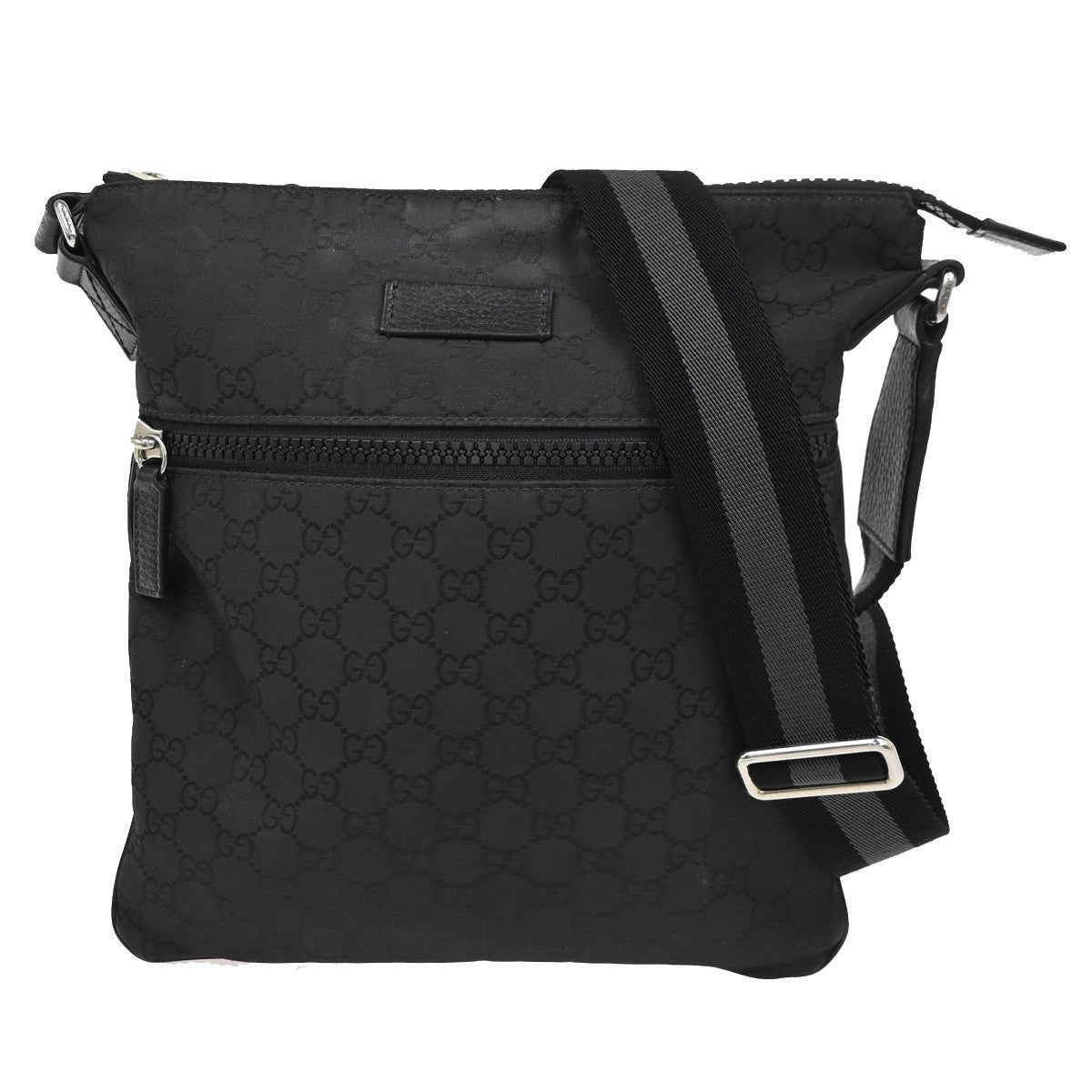 GUCCI  Logo GG Pattern Shoulder Bag Canvas Leather Black SHW Italy 62CA784