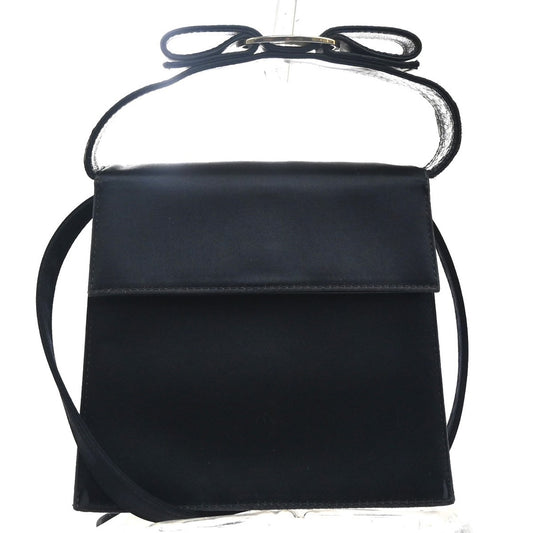 SALVATORE FERRAGAMO Vara Mini 2Way Shoulder Hand Bag Satin Leather Black 67KP506