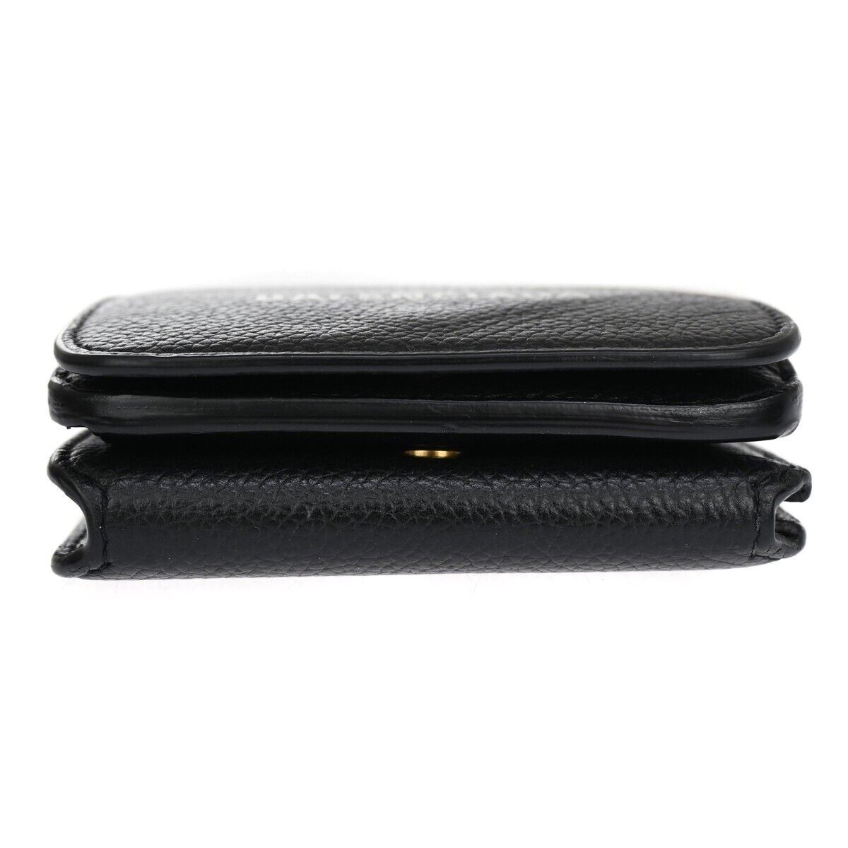 BALENCIAGA Logo Everyday Mini Trifold Wallet Purse Leather Black Italy 64HB612