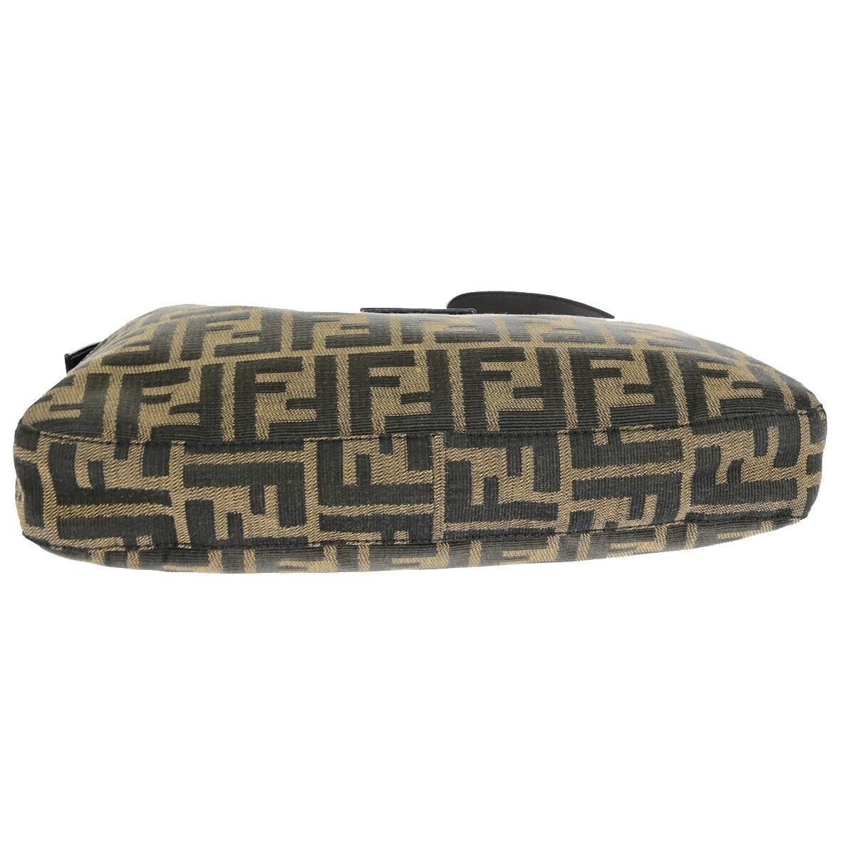 FENDI Logo Mamma Zucca Pattern Shoulder Bag Canvas Leather Brown Italy 93EB981