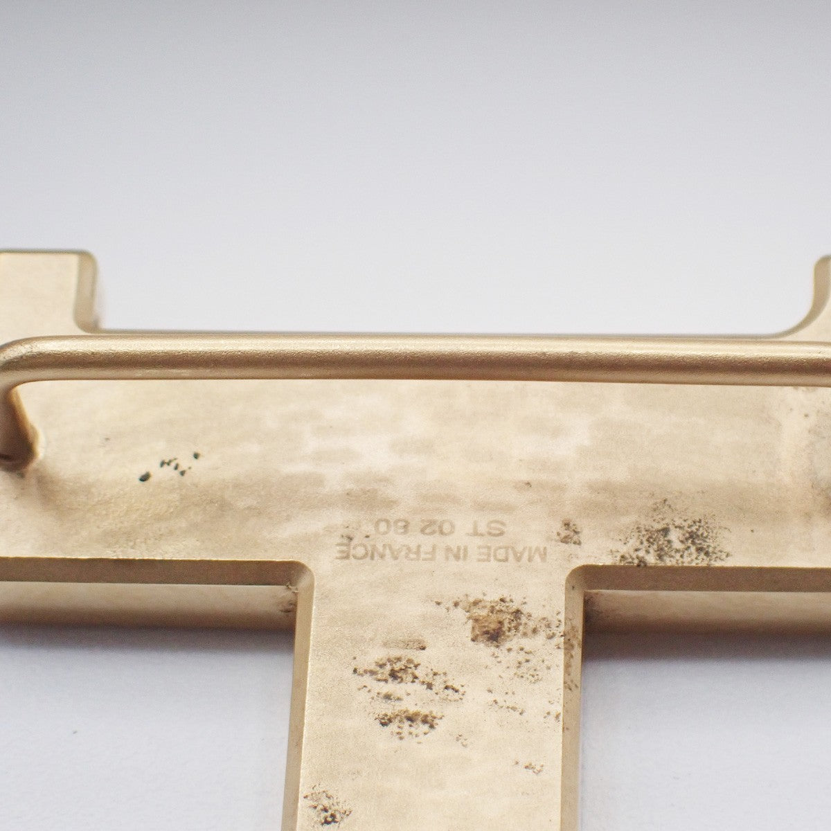 HERMES H Logo Constance Belt Buckle Gold Plate France 69RL814