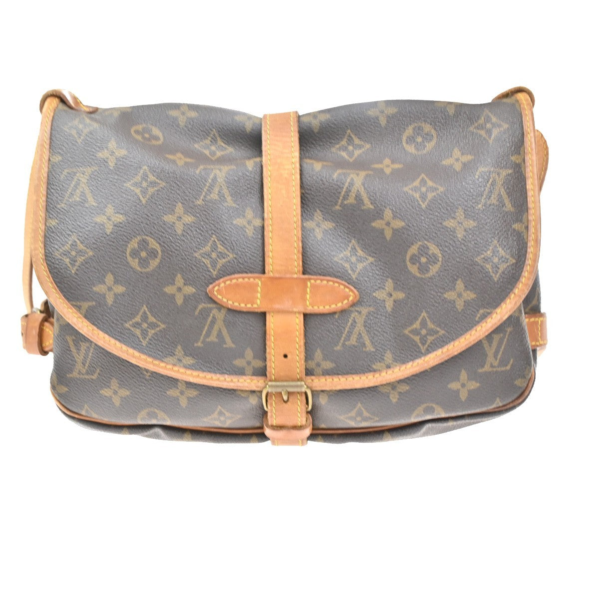 LOUIS VUITTON Logo Saumur 30 Shoulder Bag Monogram Leather Brown M42256 85CA300