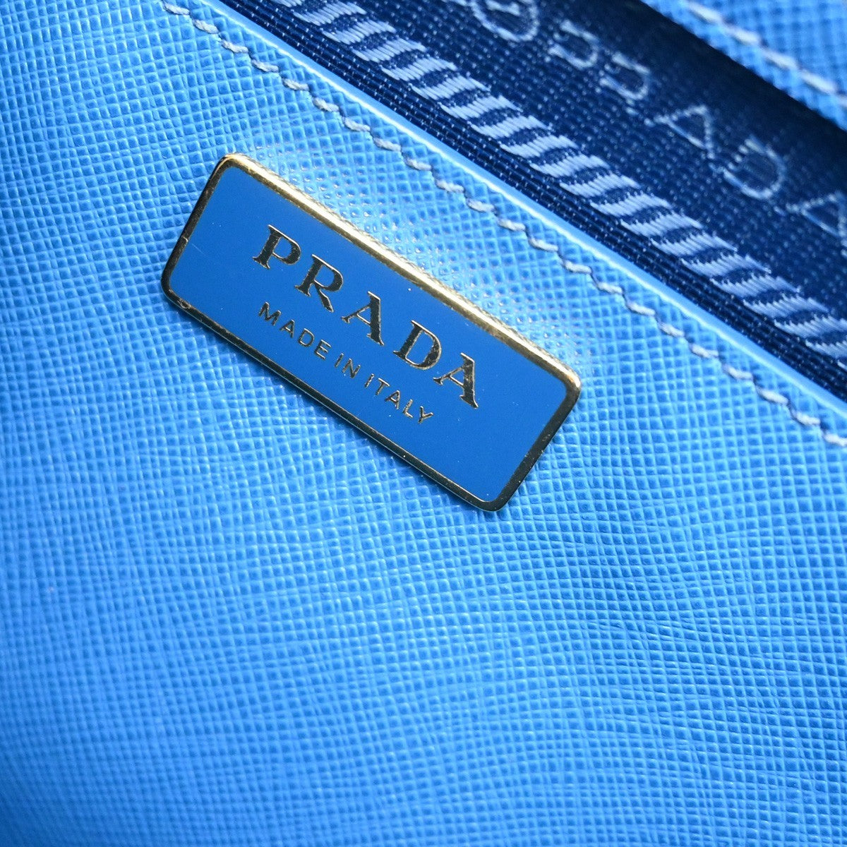 PRADA MILANO Logo Double Zip Tote Bag Saffiano Leather Blue GHW Italy 12CA241