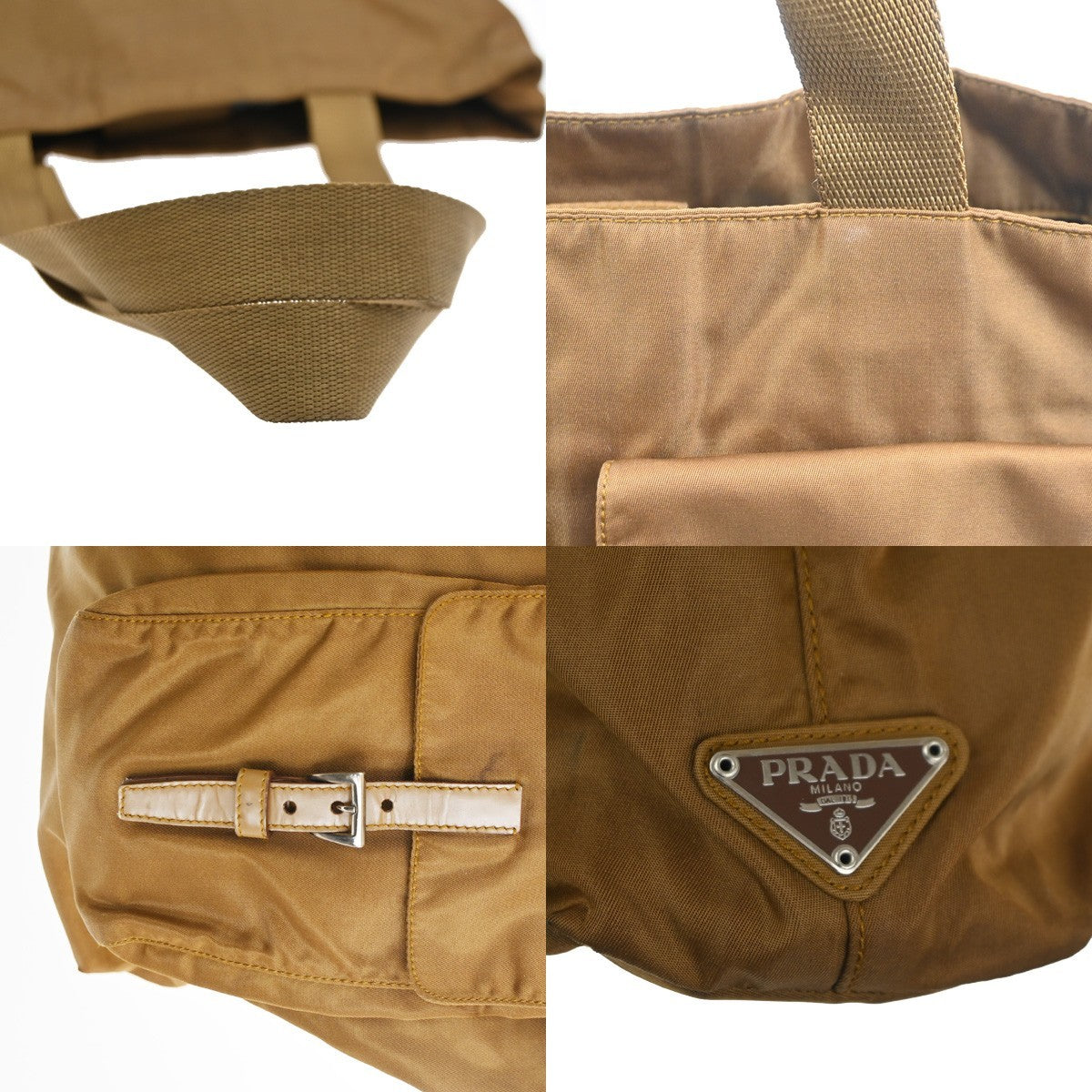 PRADA MILANO Shoulder Bag Nylon Canvas Leather Brown GHW Italy 62TA707