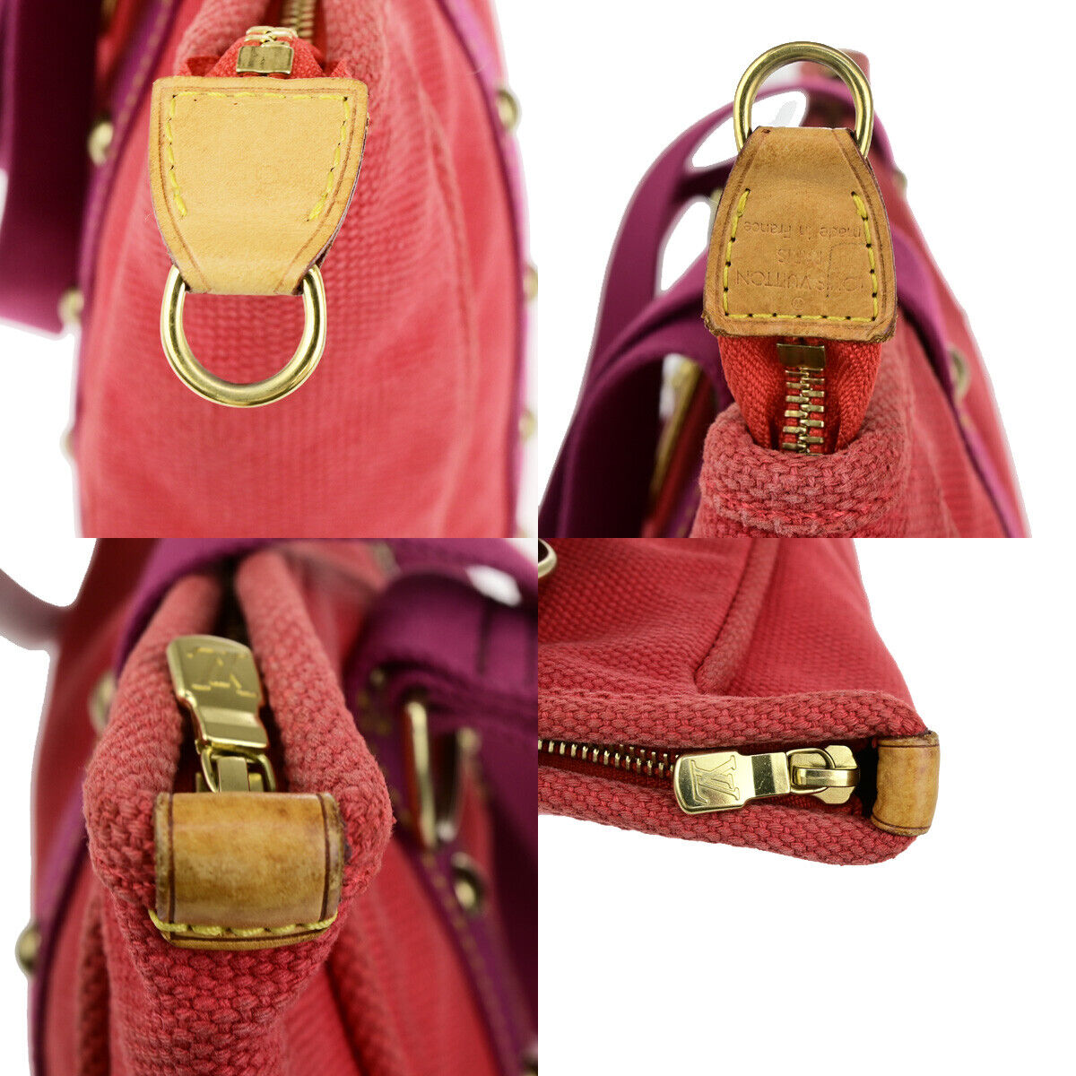 LOUIS VUITTON Cabas MM Shoulder Bag Antigua Canvas Leather Rouge M40034 35YG553