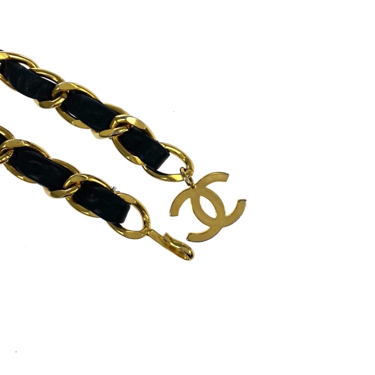 CHANEL CC Mini Matelasse Bag Charm Chain Belt Set Leather Black GHW 620RC928