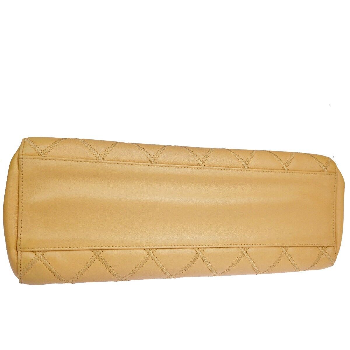 CHANEL CC Logo Matelasse Chain Shoulder Tote Bag Leather Beige GHW 305RJ393