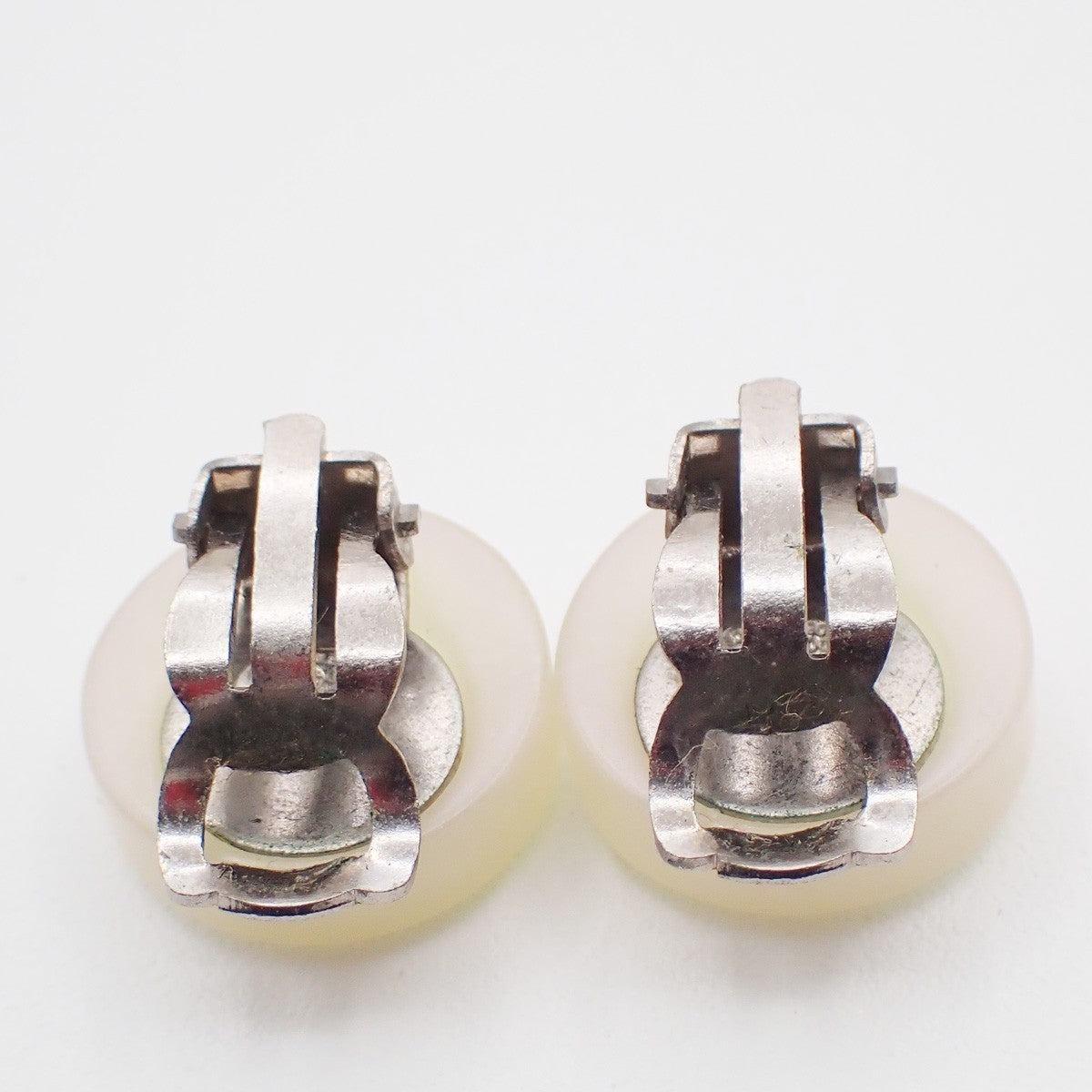 CHANEL CC Logo Iridescent Resin Round Button Earrings 00C Clip-On SHW 38RL811
