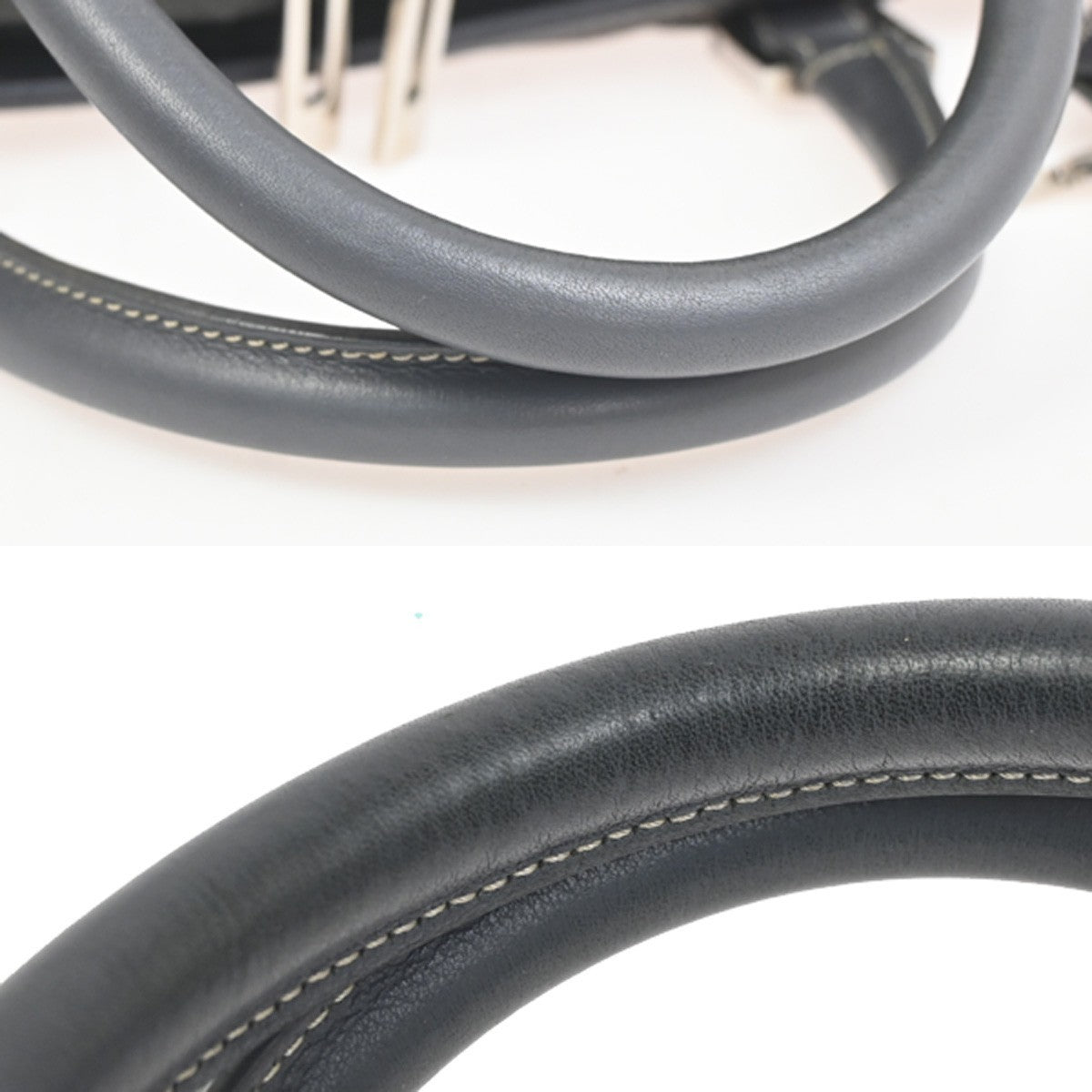 LOEWE Anagram Amazona Boston Hand Bag Suede Leather Dark Gray Spain 83KC758