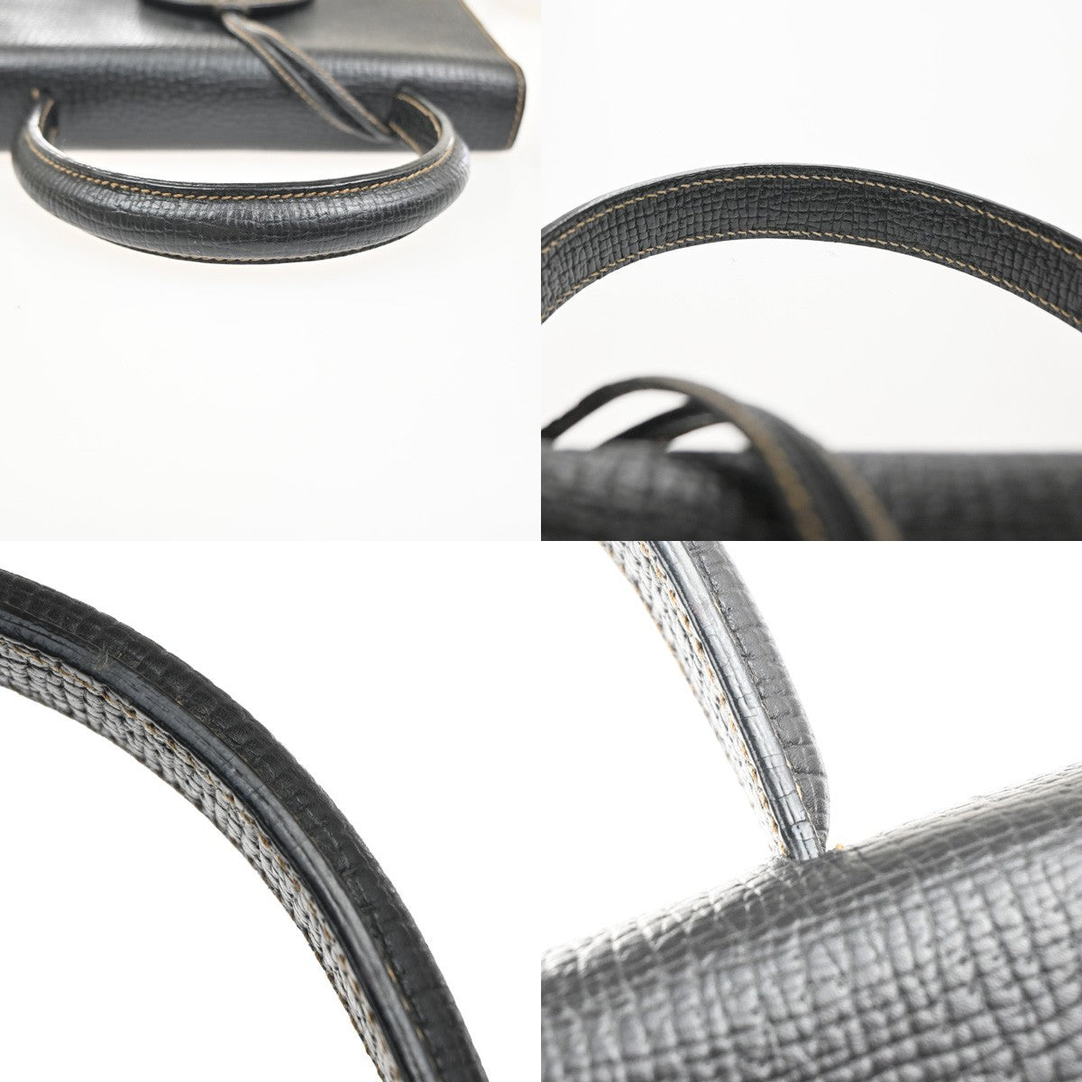 LOEWE Logo Barcelona Shoulder Hand Bag Leather Black GHW Spain 87YH942