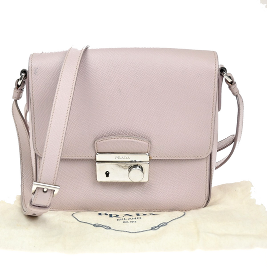 PRADA Logo Lux Sound Mini Shoulder Bag Saffiano Leather Pink SHW Italy 76YH990