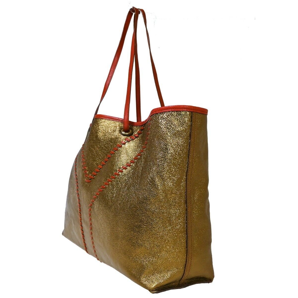 YVES SAINT LAURENT Neo Double Reversible Shoulder Bag Leather Red Gold 33EA097