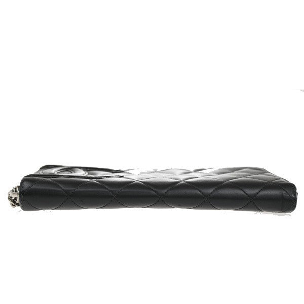 CHANEL CC Cambon Zipper Long Bifold Wallet Purse  Leather Black SHW 62RL580