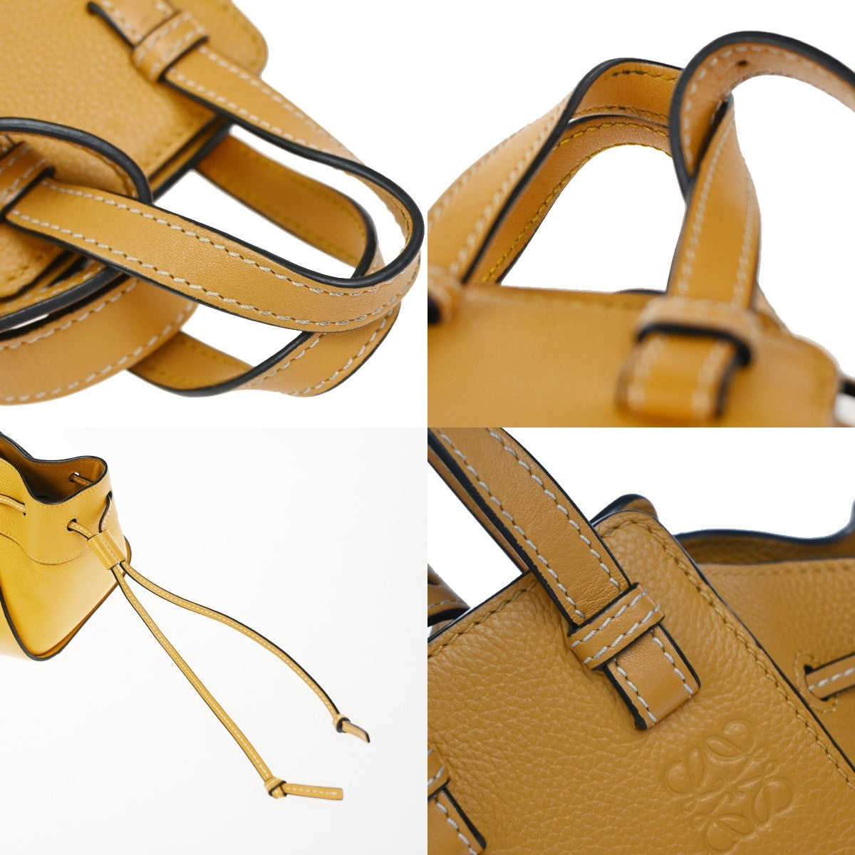 LOEWE Hammock Mini Drawstring 2Way Shoulder Hand Bag Leather Orange 667RP133