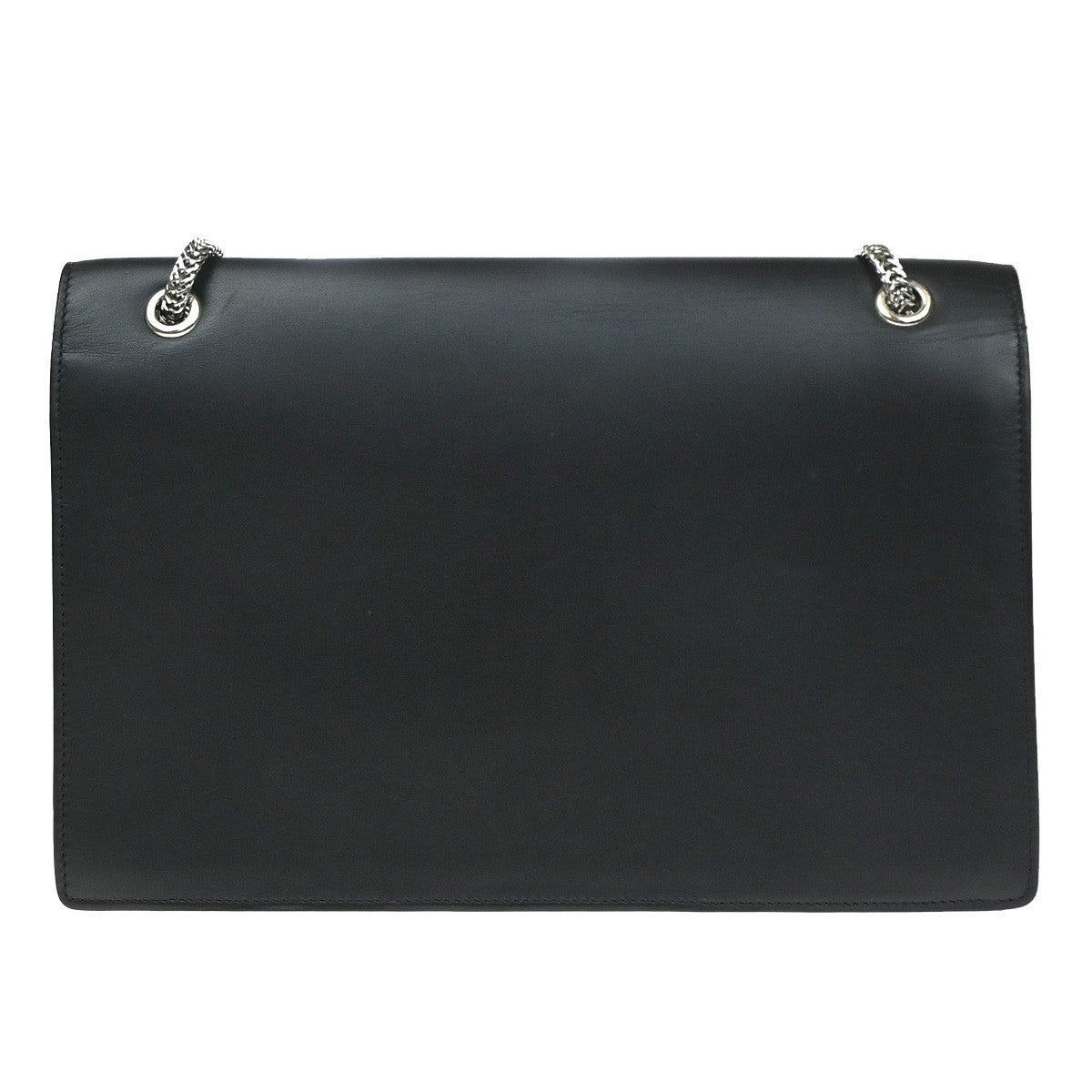 SAINT LAURENT Logo Betty Chain Shoulder Bag Leather Black White SHW 95RQ003