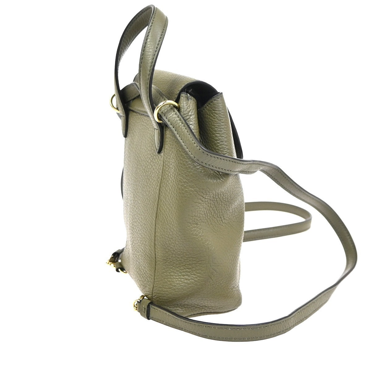 SALVATORE FERRAGAMO Gancini Backpack Bag Leather Green GHW Italy 86KD086