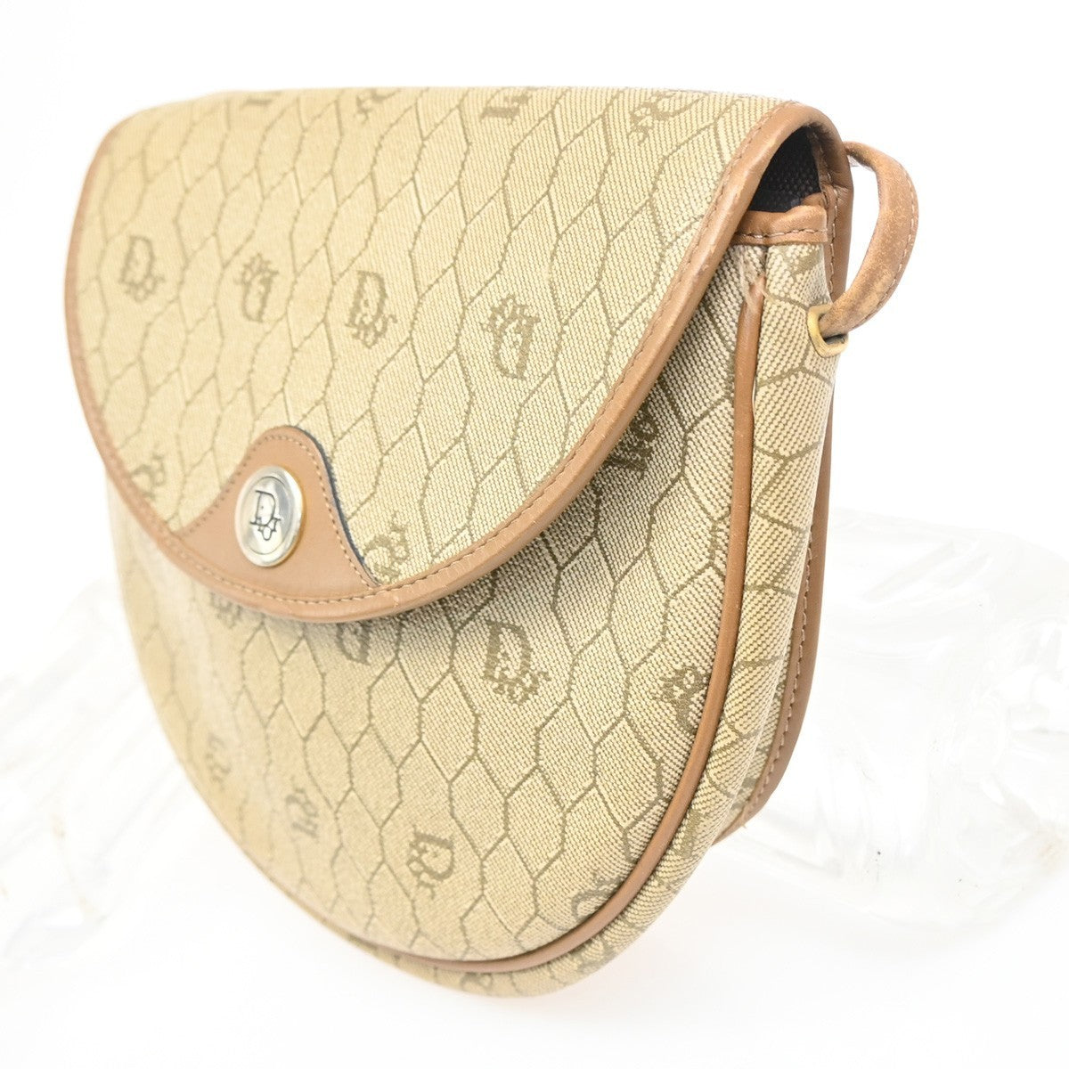 CHRISTAIAN DIOR Honeycomb Shoulder Bag PVC Leather BE GHW France 30MA278