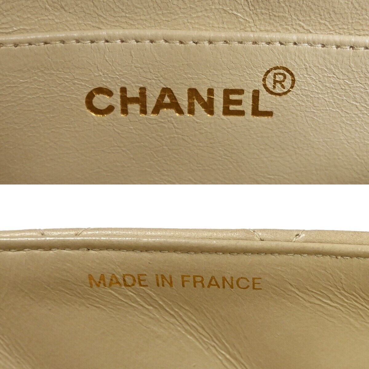 CHANEL CC Logo Diana Matelasse 25 Chain Shoulder Bag Leather Beige GHW 898RH912