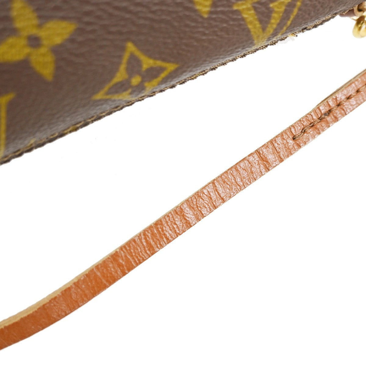LOUIS VUITTON Logo Papillon Pouch Bag Monogram Leather Brown GHW 62MA487