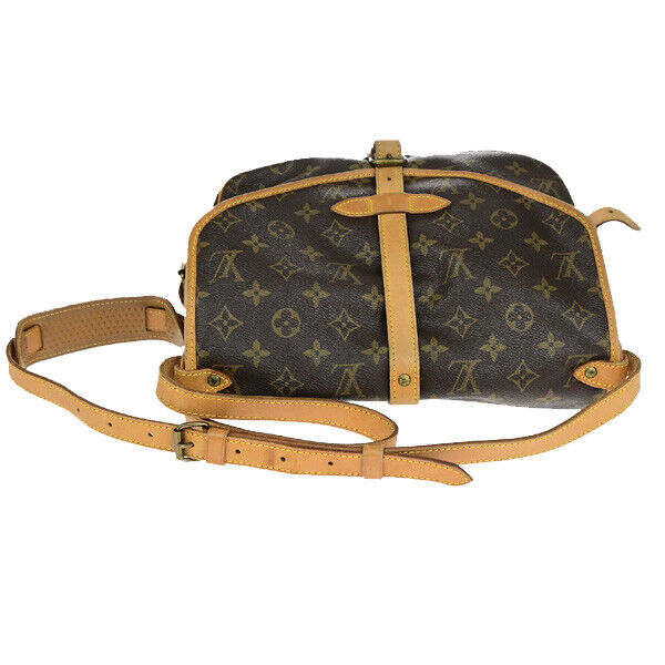 LOUIS VUITTON Logo Saumur 30 Shoulder Bag Monogram Leather Brown M42256 75YF423