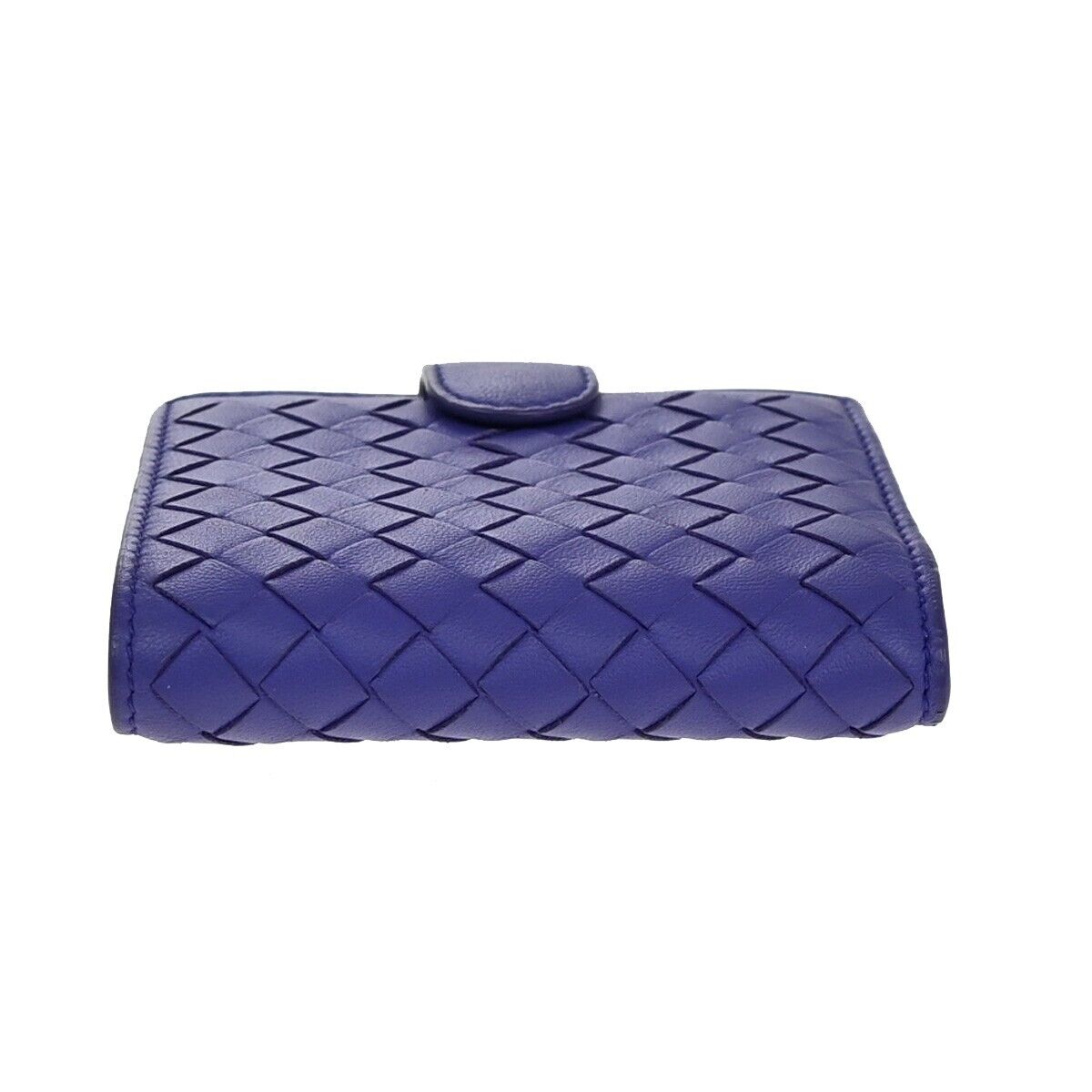 BOTTEGA VENETA Logo Intrecciato Bifold Compact Wallet Leather Purple 62EE110