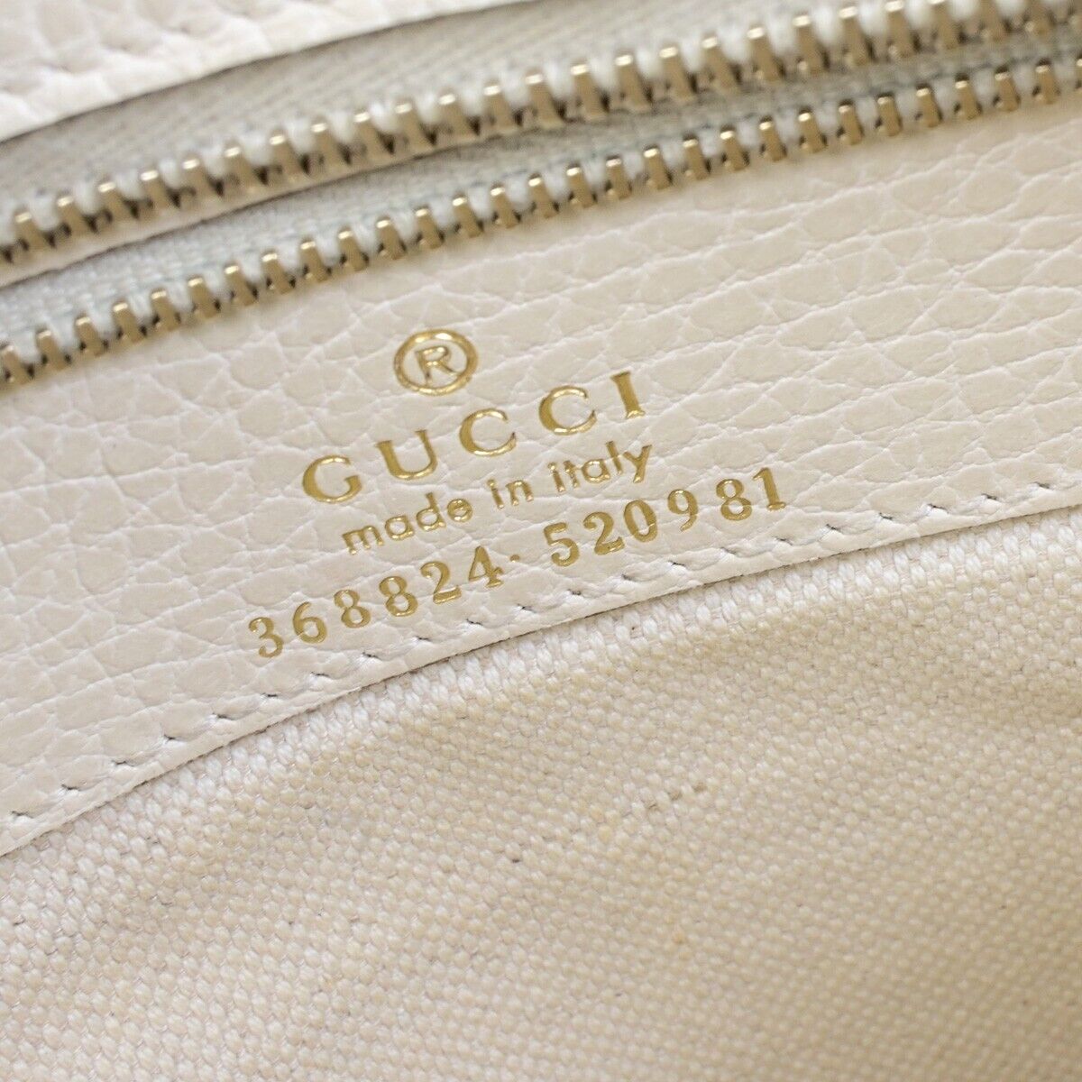 GUCCI Logo Swing 2Way Shoulder Hand Tote Bag Leather White Italy 62FB451