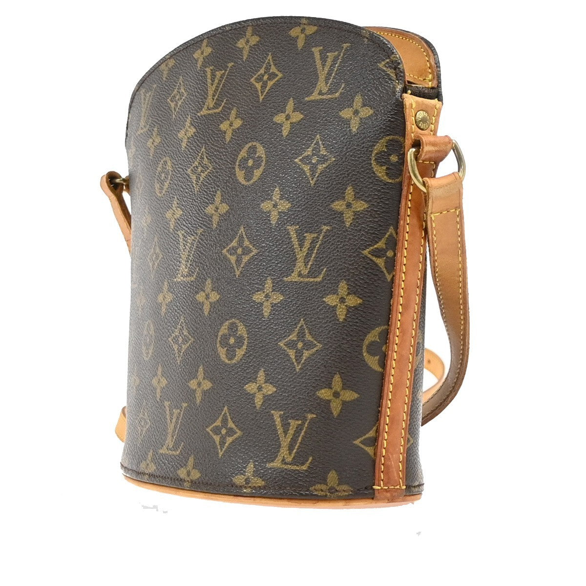 LOUIS VUITTON Logo Drouot Shoulder Bag Monogram Leather Brown M51290 79PA009