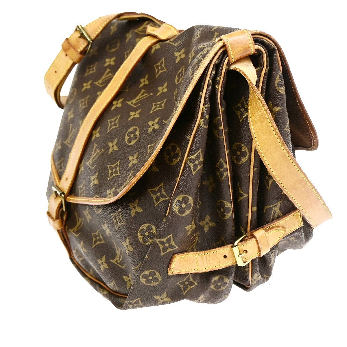 LOUIS VUITTON Logo Saumur 30 Shoulder Bag Monogram Leather Brown M42256 73CB038
