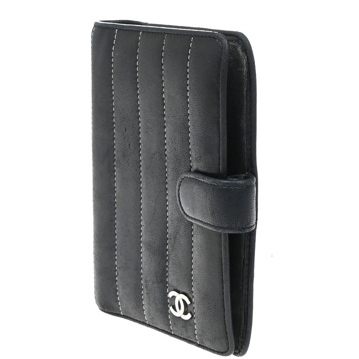CHANEL Mademoiselle Agenda Day Planner Notebook Cover Leather Black SHW 60EG116