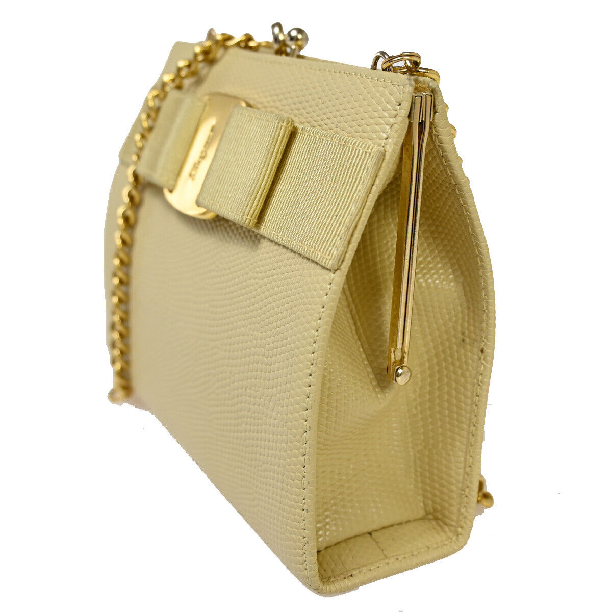 SALVATORE FERRAGAMO Vara Chain Mini Shoulder Bag Embossing Leather BE 68YE350