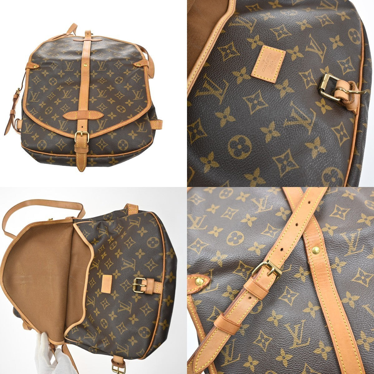 LOUIS VUITTON Logo Saumur 30 Shoulder Bag Monogram Leather Brown M42256 16CA598
