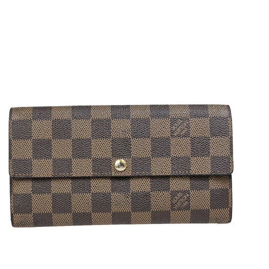 LOUIS VUITTON Credit Long Bifold Wallet Damier Leather Brown N61724 05EB294