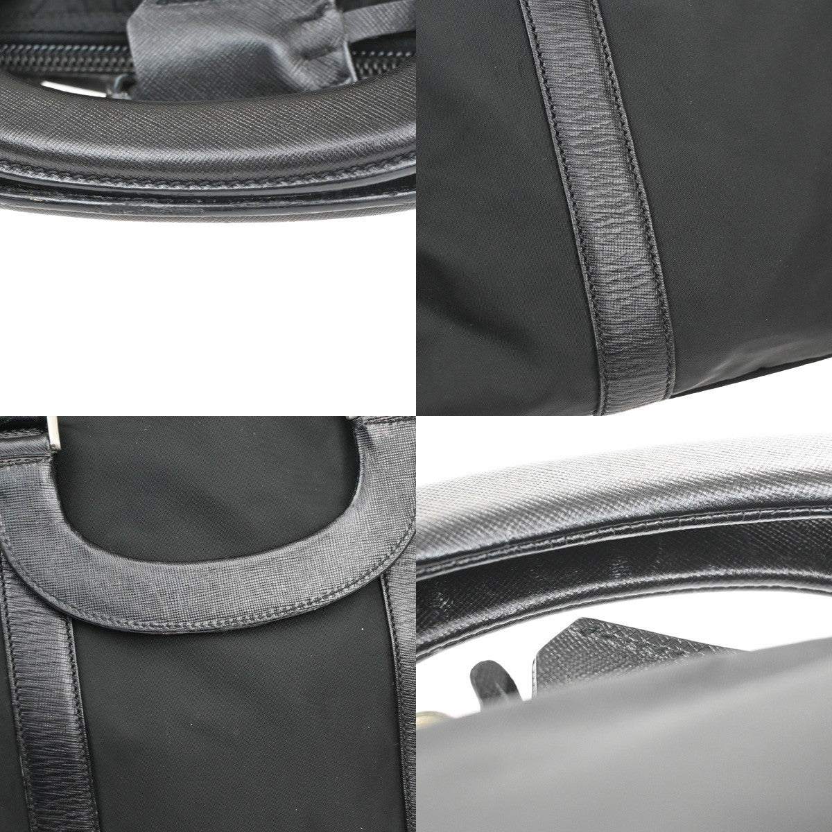 PRADA MILANO Logo Tessuto Hand Bag Nylon Leather Black SHW  61CB060