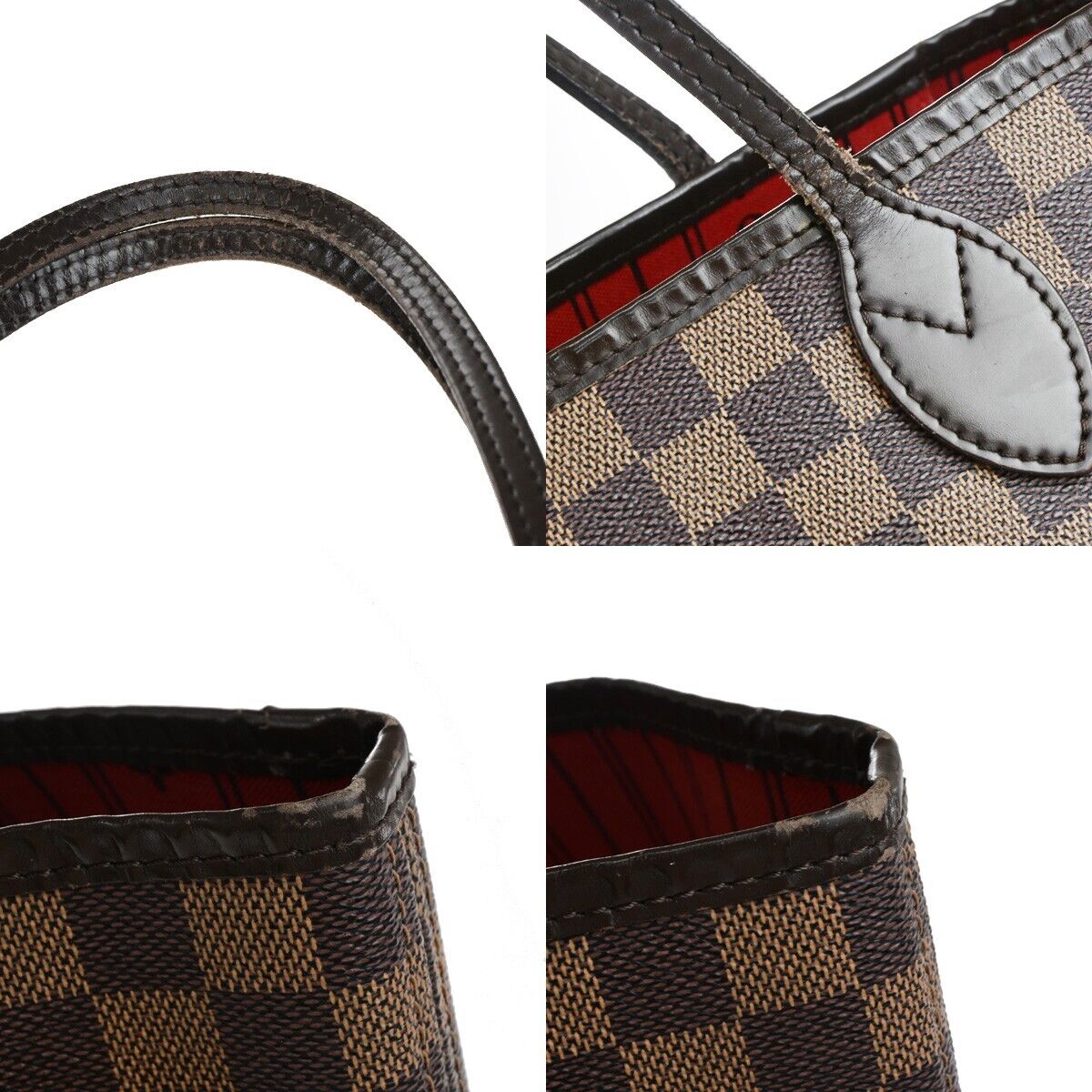 LOUIS VUITTON Neverfull MM Shoulder Bag Damier Ebene Leather BN N51105 72ED234