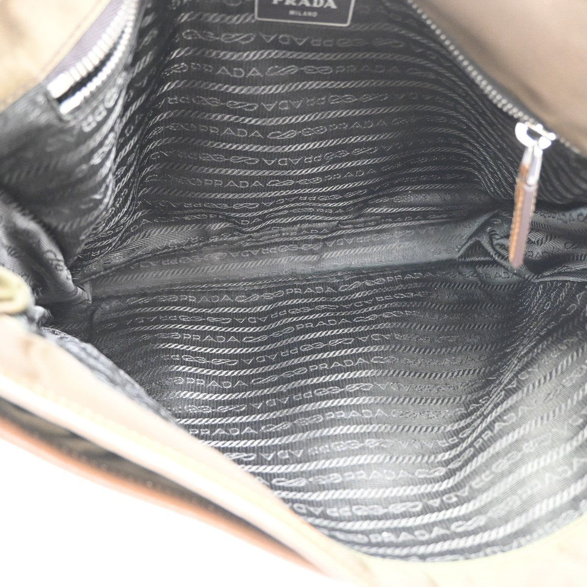 PRADA MILANO Tessuto Messenger Shoulder Bag Nylon Leather Italy Khaki 32CA854