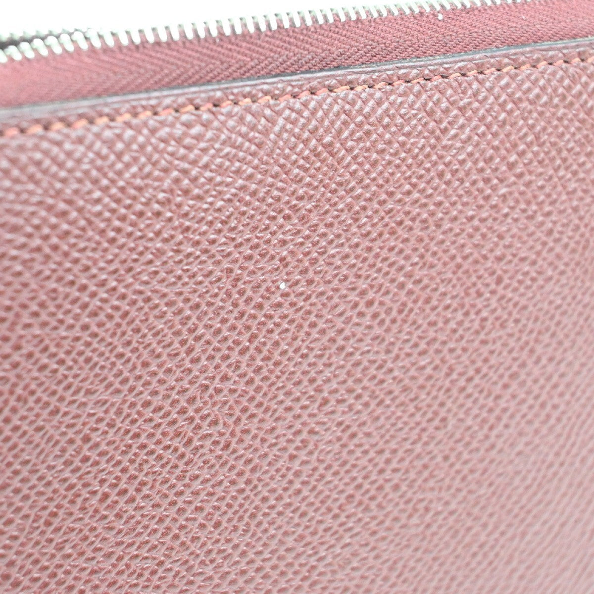 HERMES Logo Azap Silk In Long Zipper Bifold Wallet Veau Epsom Red 72EE342