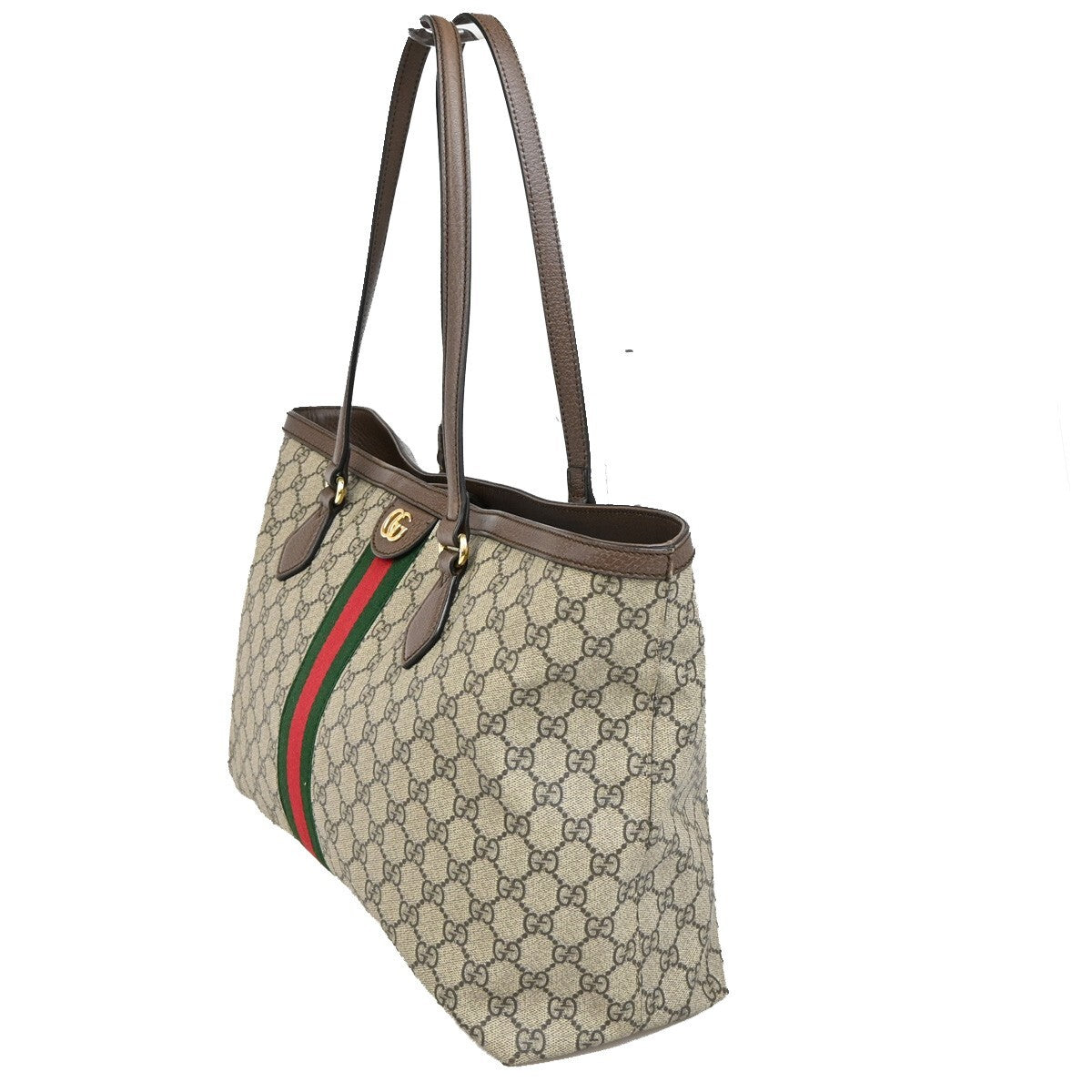 GUCCI Logo GG Pattern Ophidia Shoulder Tote Bag Supreme Leather Brown 42EE266