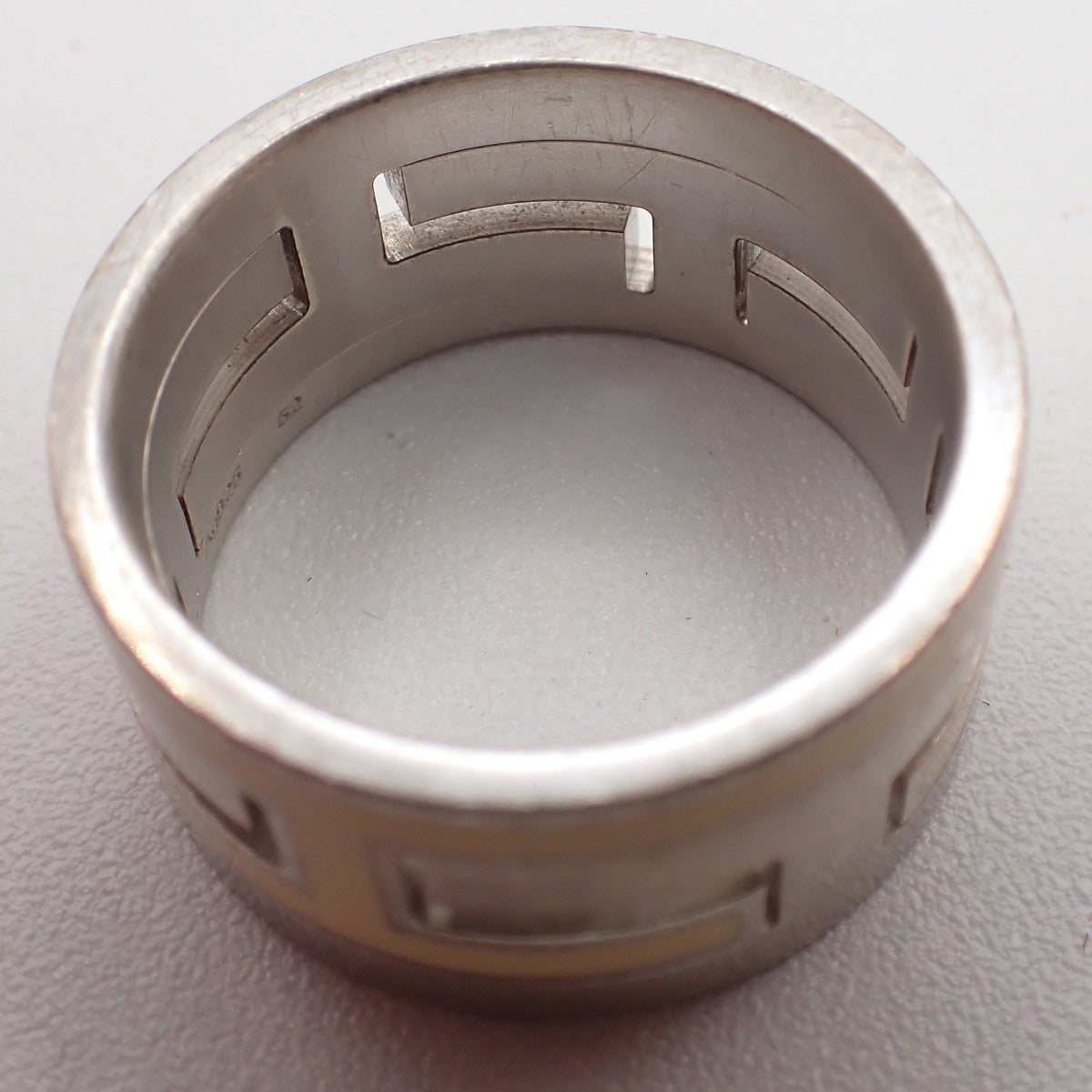 HERMES Logo Move H Ring Size 52 Silver 925  White Accessory 61RF775
