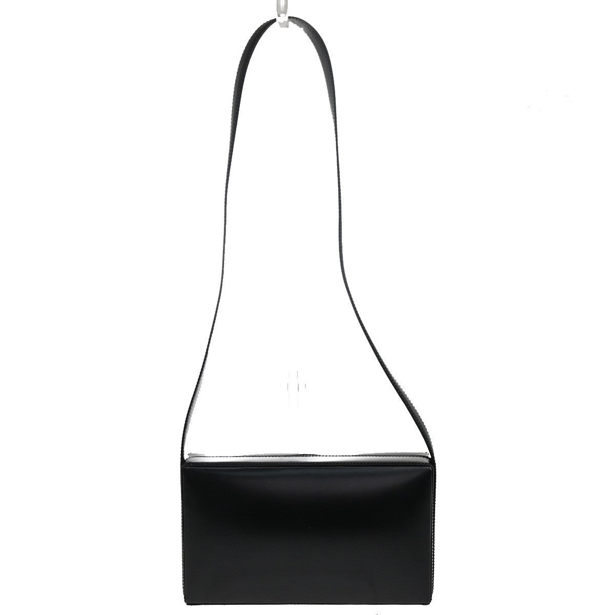 LOEWE Logo Pushlock Shoulder Box Hand Bag Leather Black GHW Spain 38MA124