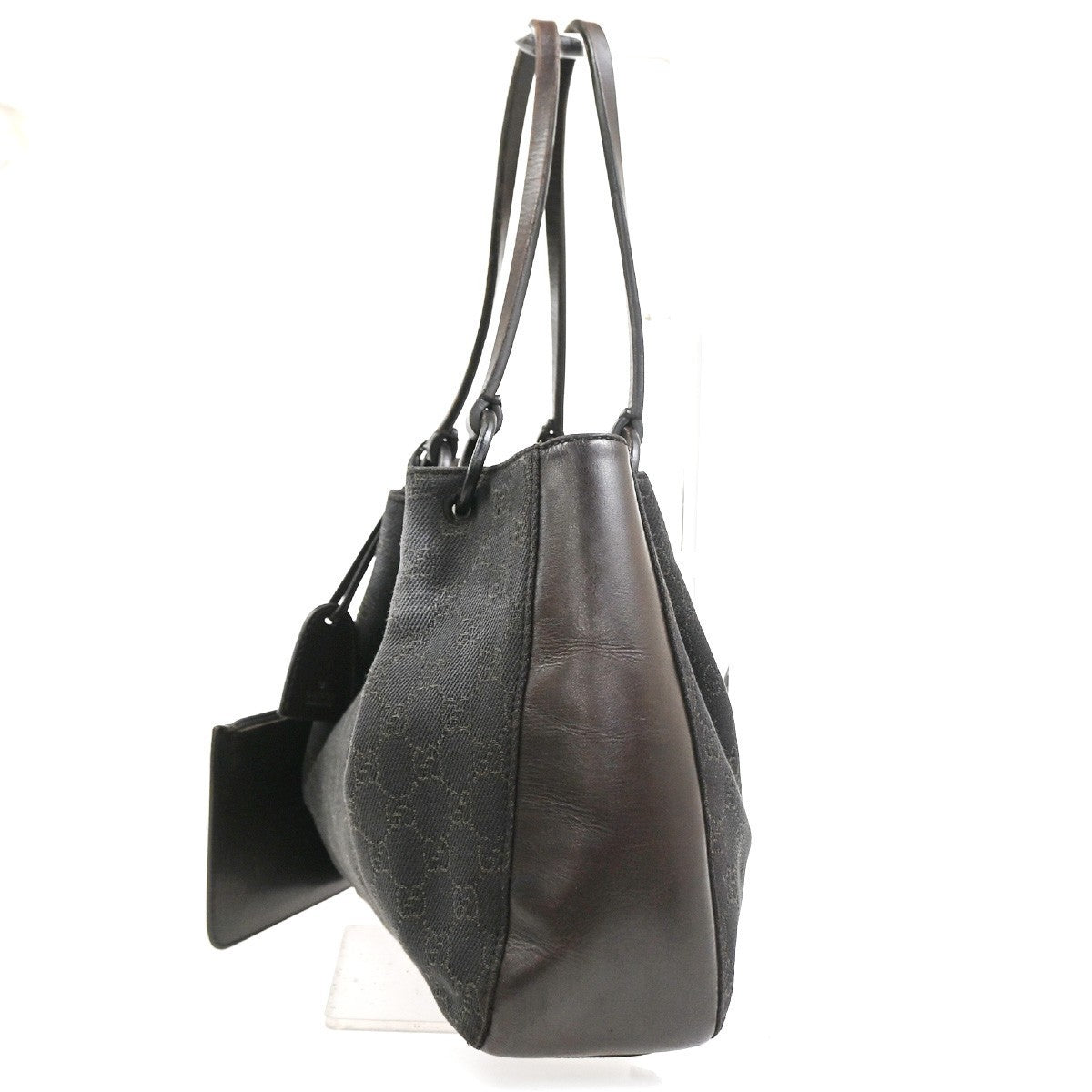 GUCCI Logo GG Pattern Shoulder Bag Canvas Leather Brown SHW Italy 04TA603
