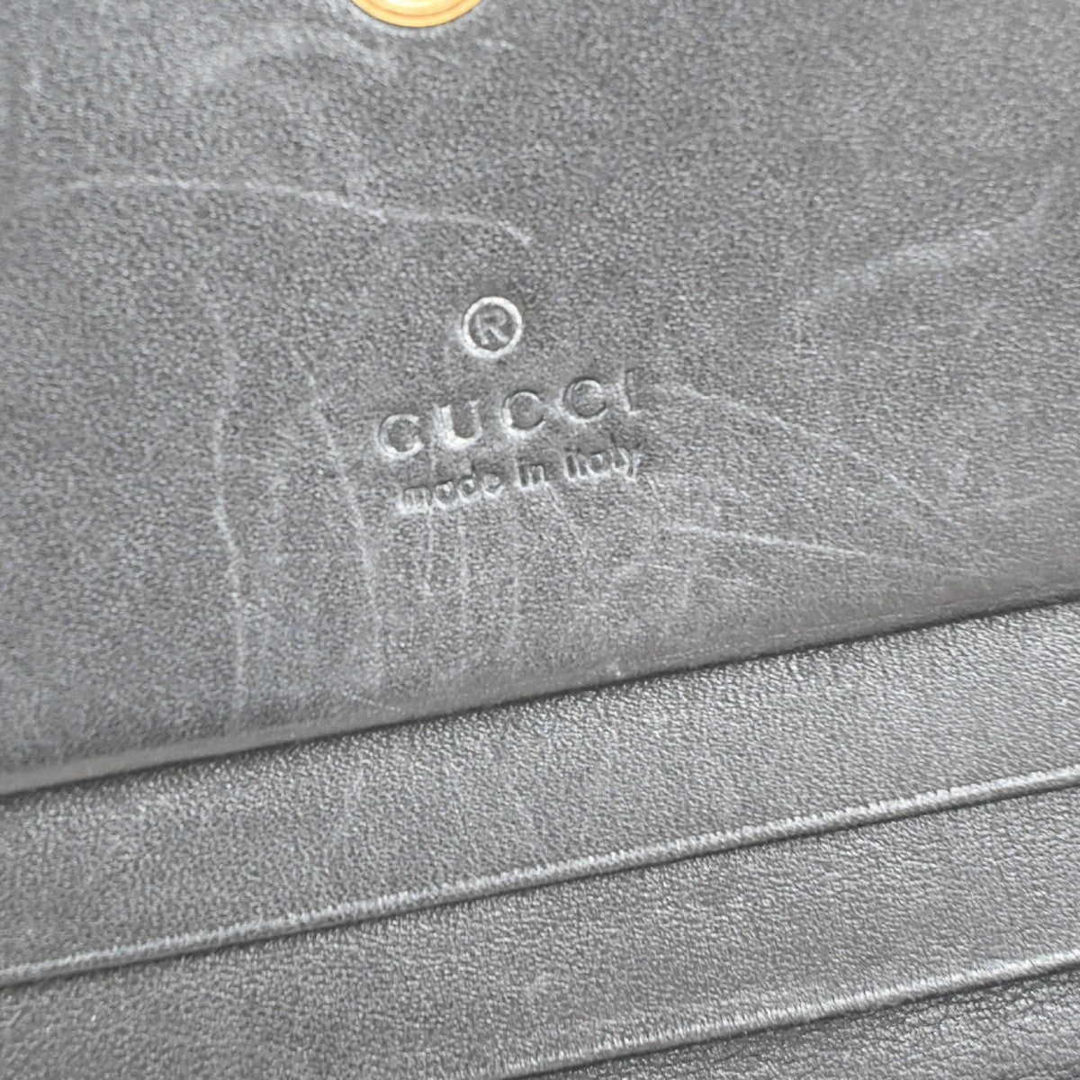 GUCCI Logo GG Marmont Bifold Compact Wallet Leather Black GHW Italy 36MA575