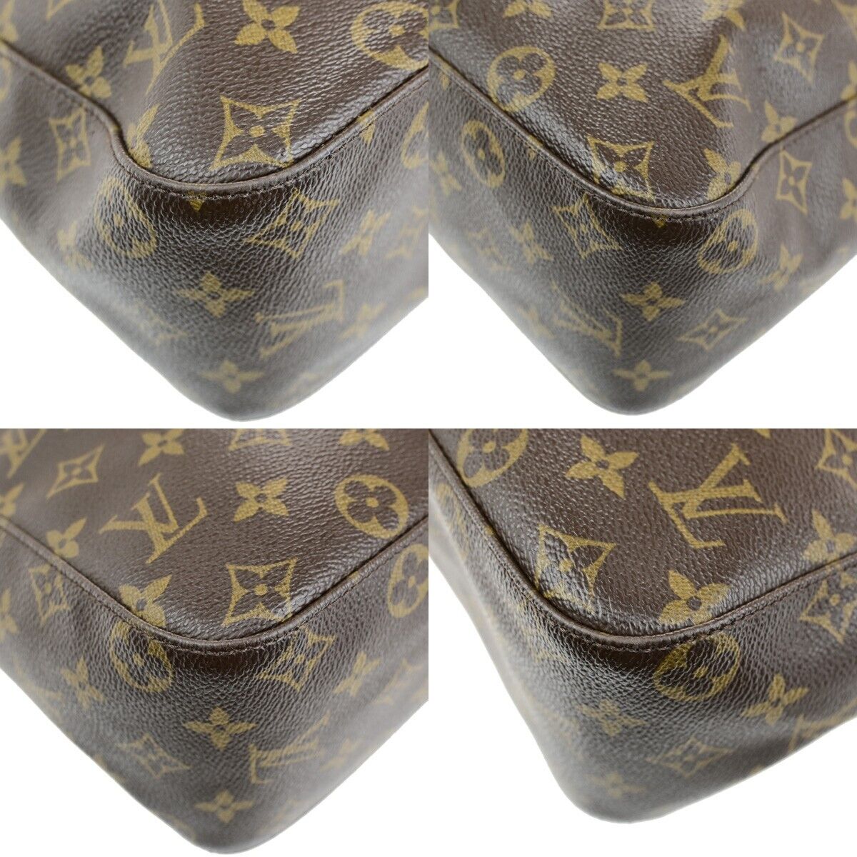 LOUIS VUITTON Logo Looping GM Shoulder Bag Monogram Leather Brown M51145 84ED412