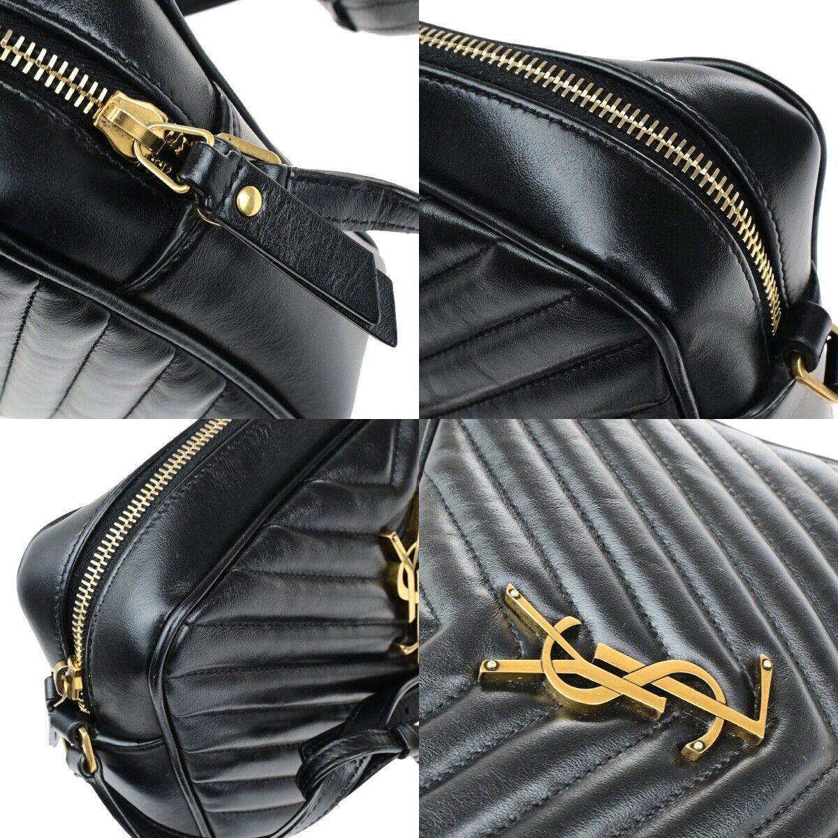 SAINT LAURENT YSL Logo Lou Tassel Shoulder Bag Leather Black GHW Italy 638RK536