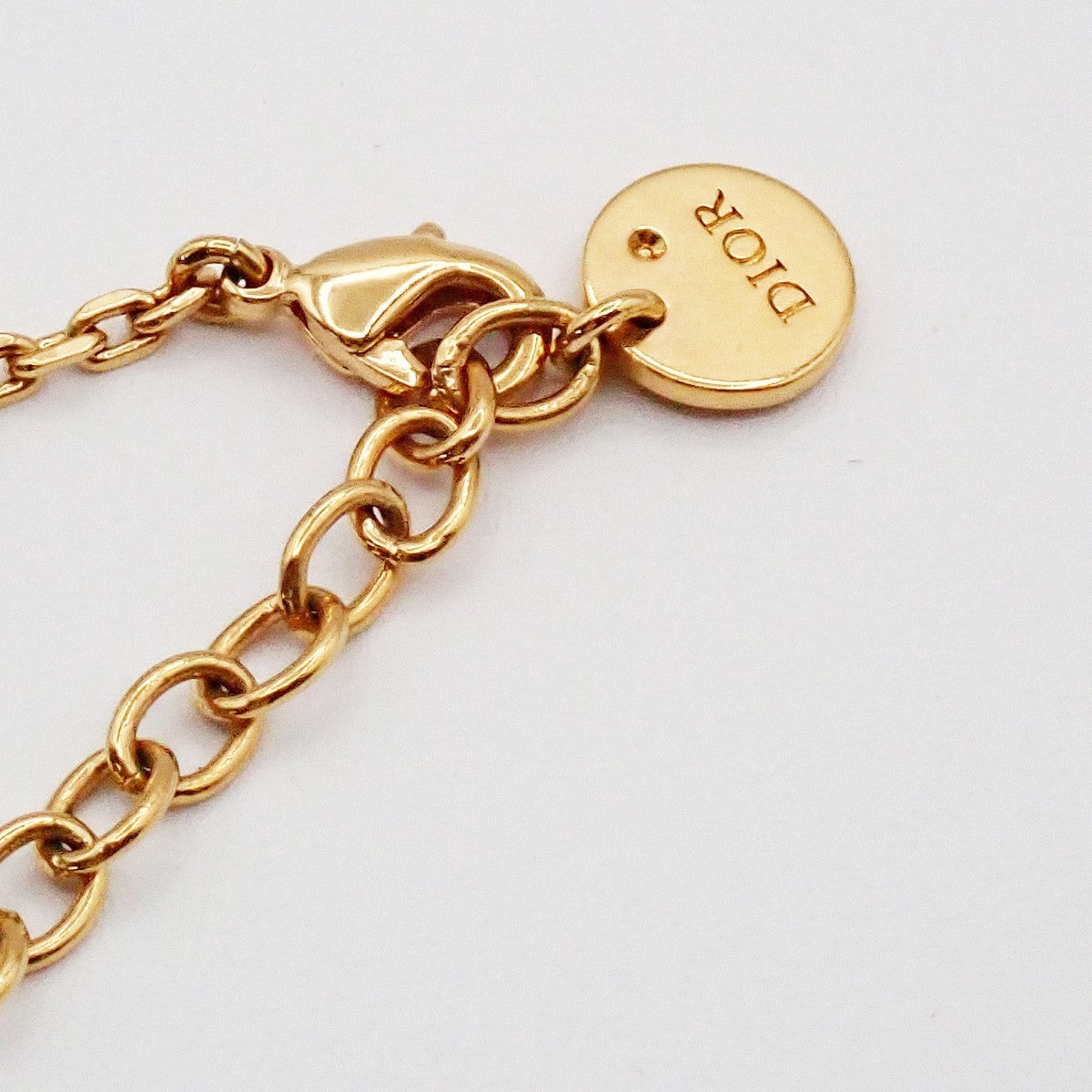 CHRISTIAN DIOR Petit CD Necklace Metal Gold Finish Imitation Pearl GHW 30RL866