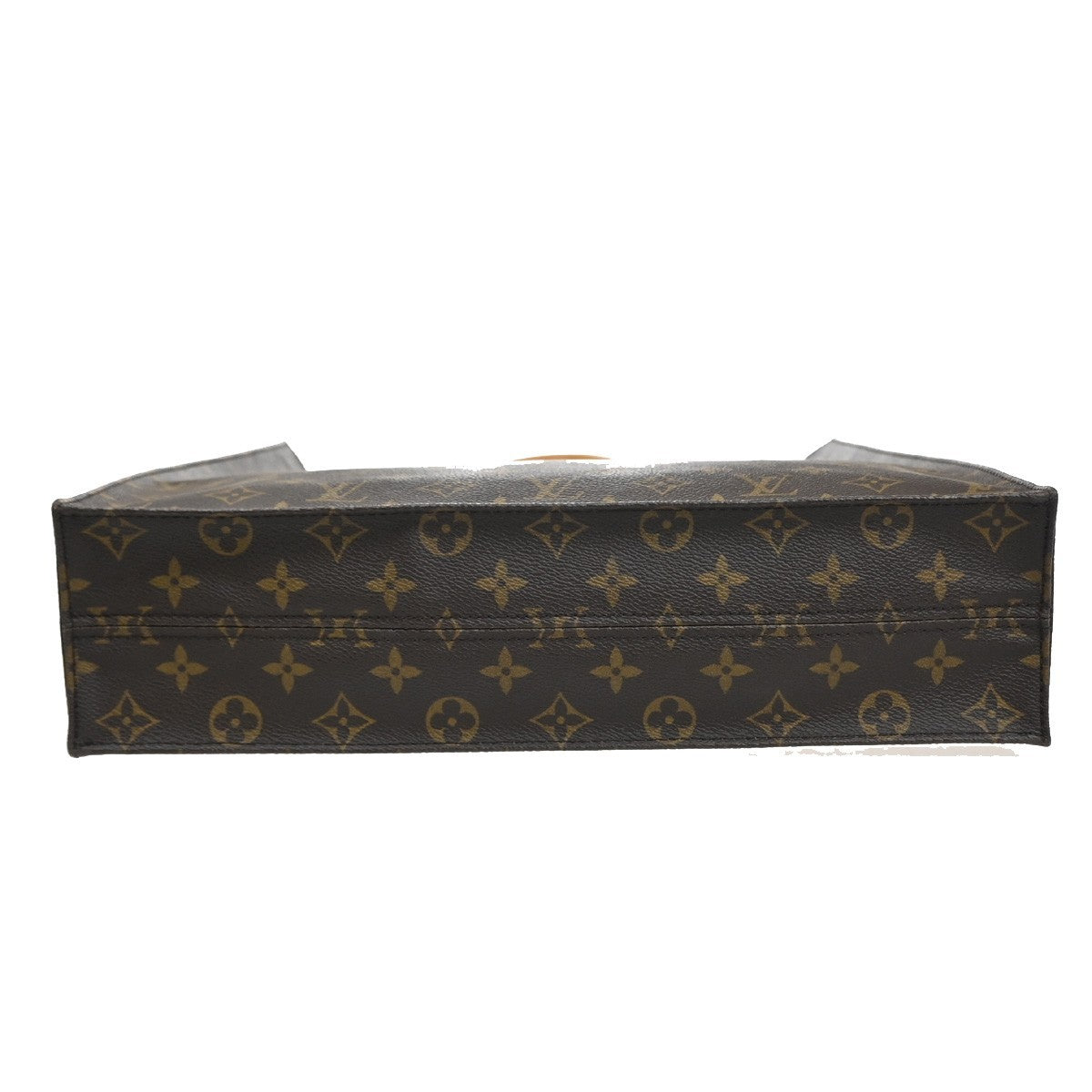 LOUIS VUITTON Logo Sac Plat Hand Tote Bag Monogram Leather Brown M51140 13SA100
