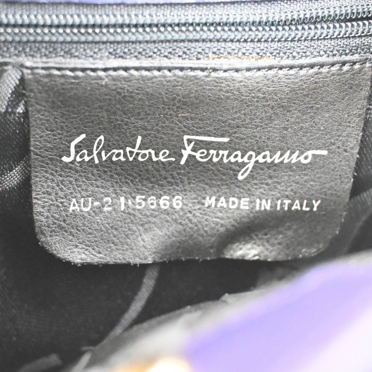 SALVATORE FERRAGAMO Vara Chain Shoulder Bag Canvas Leather Purple GHW 63KC612
