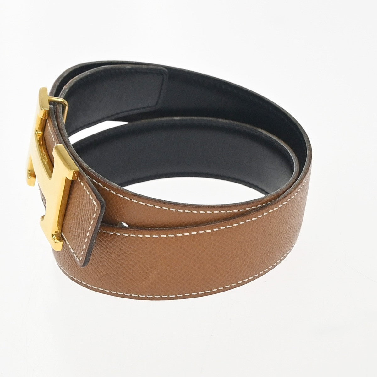 HERMES Logo Constant Reversible Buckle Belt Size 70 Leather Black BN GHW 82RL951