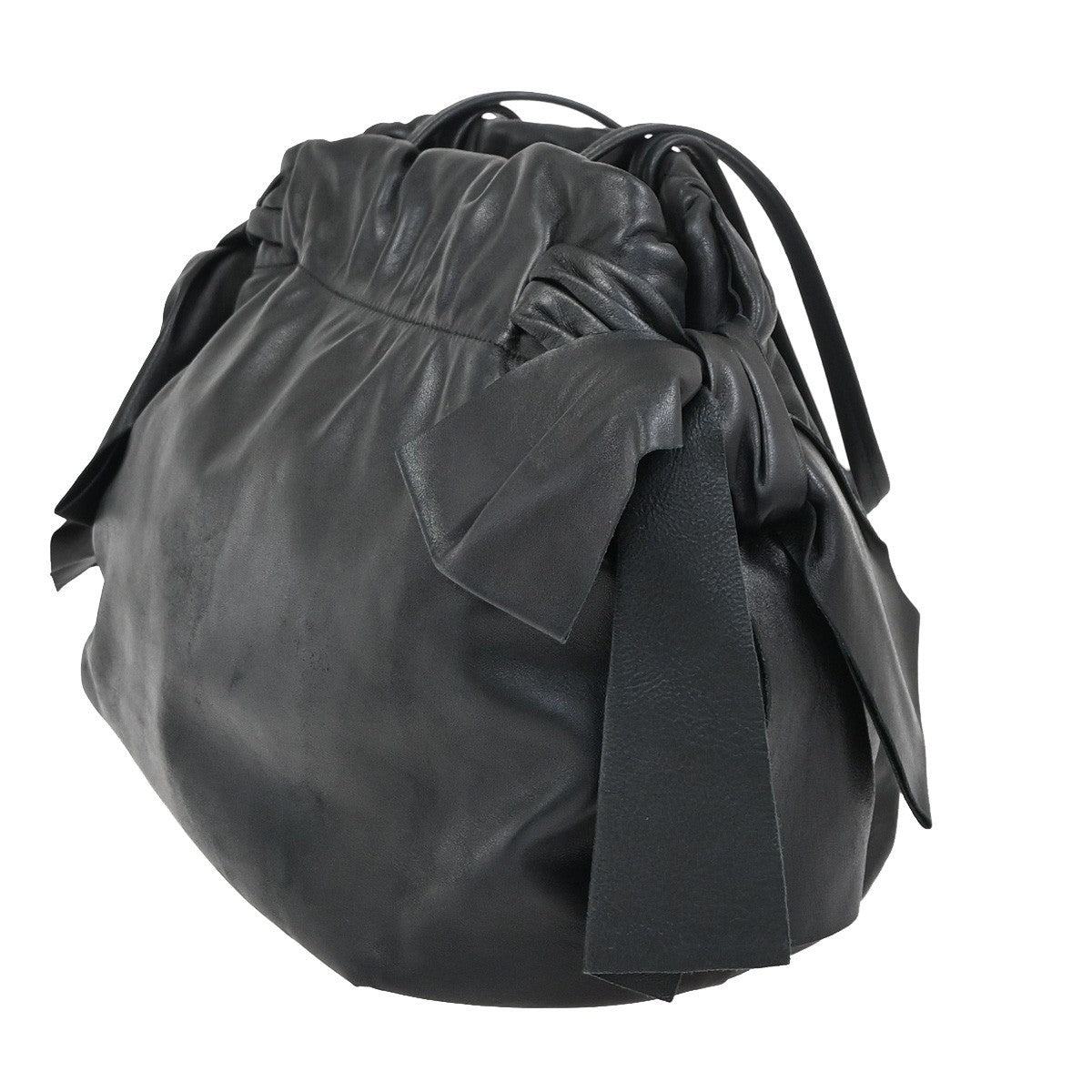 PRADA Logo Bow Shoulder Hand Tote Bag Nappa Leather Black GHW Italy 76KC644