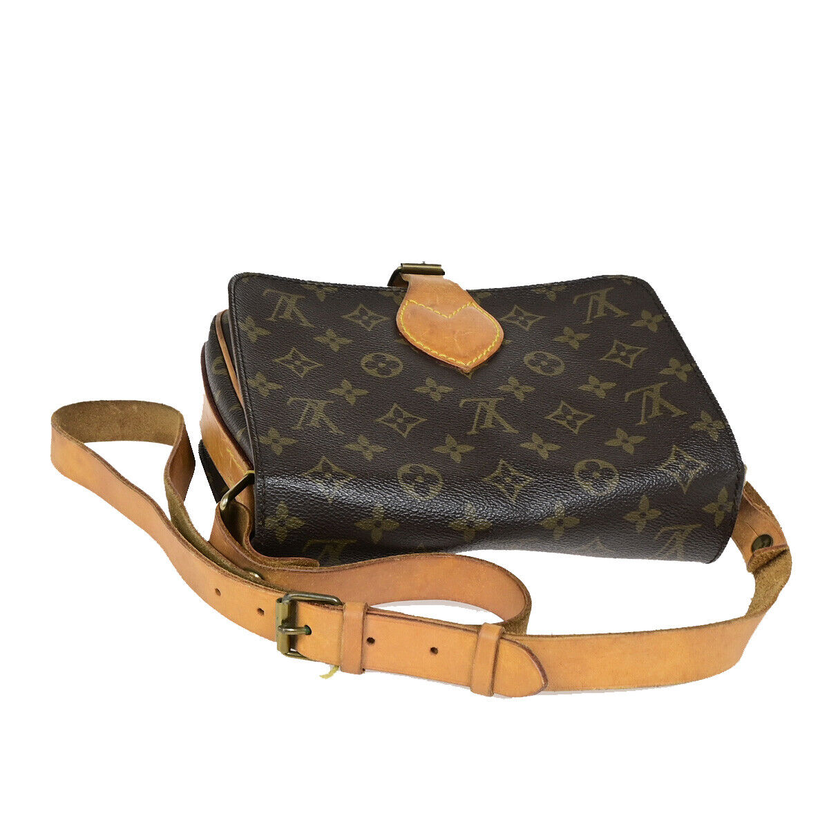 LOUIS VUITTON Cartouchiere MM Shoulder Bag Monogram Leather Brown M51253 88YF145