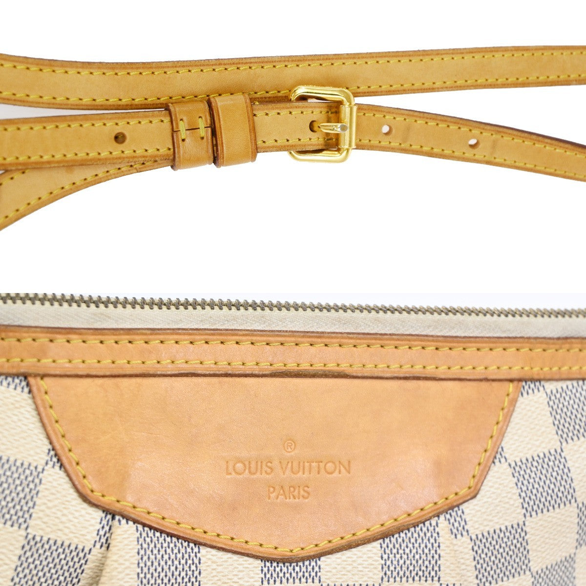 LOUIS VUITTON Totally PM Shoulder Bag Damier Azur Leather White N51261 14TA675